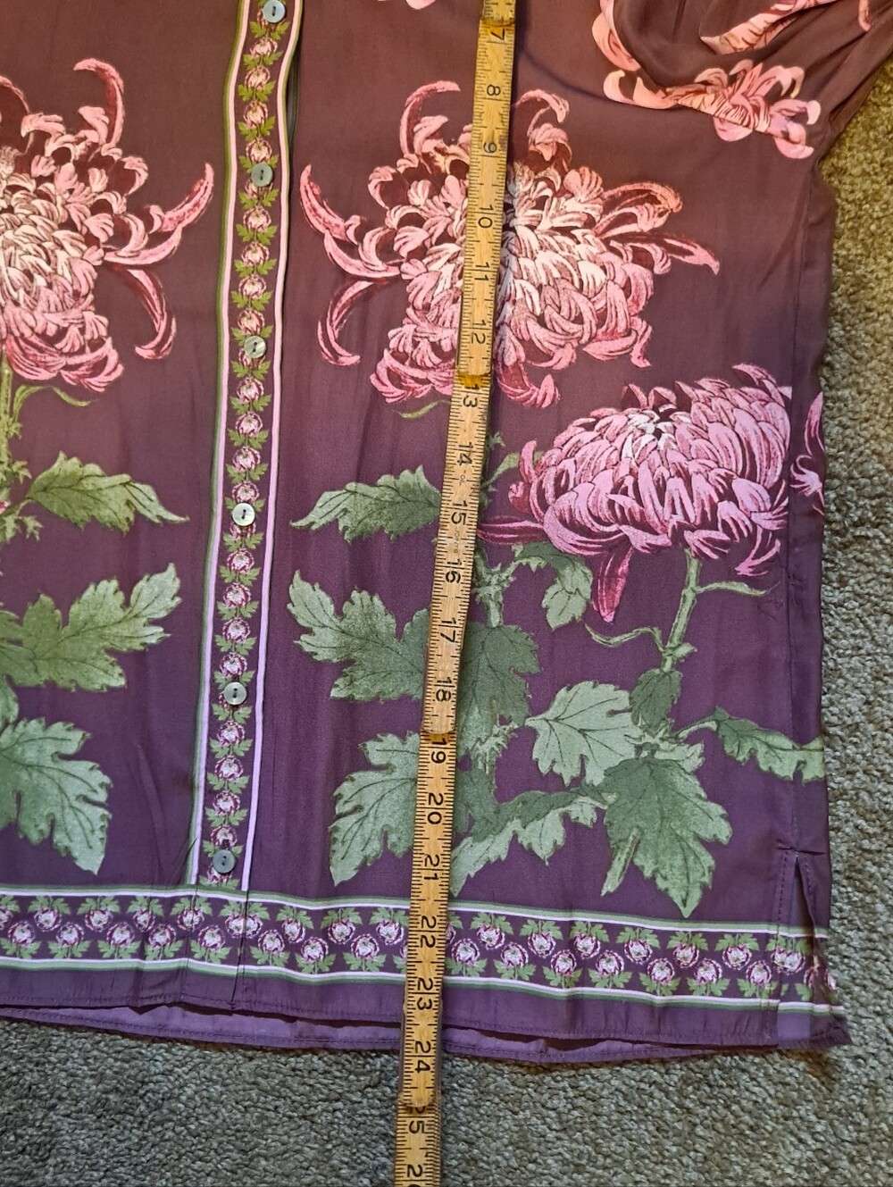 Rose & Olive button-down shirt vibrant pink and green Floral Pattern - Picture 15 of 16
